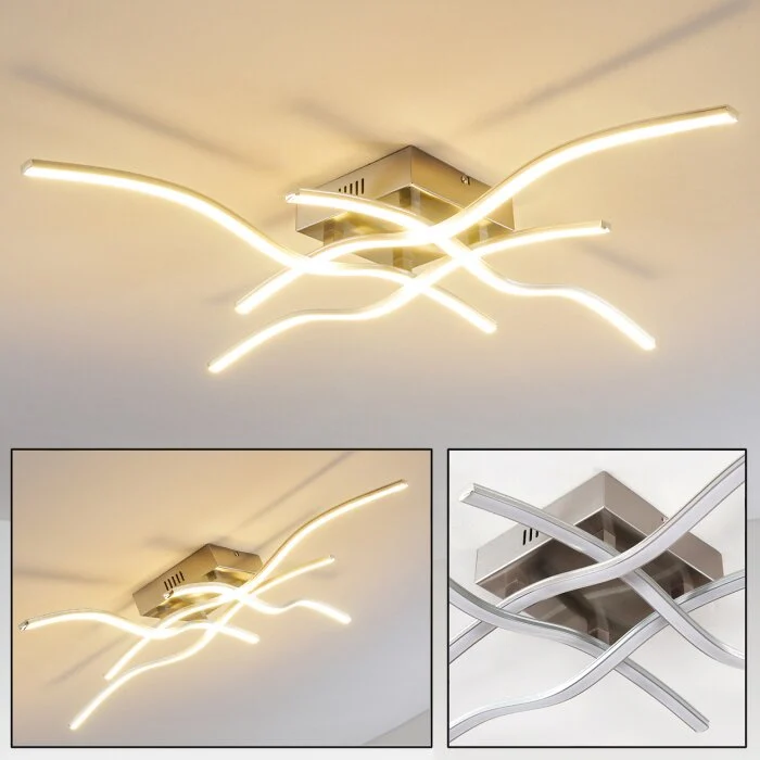 Kosola Lámpara de Techo LED Níquel-mate, 4 luces