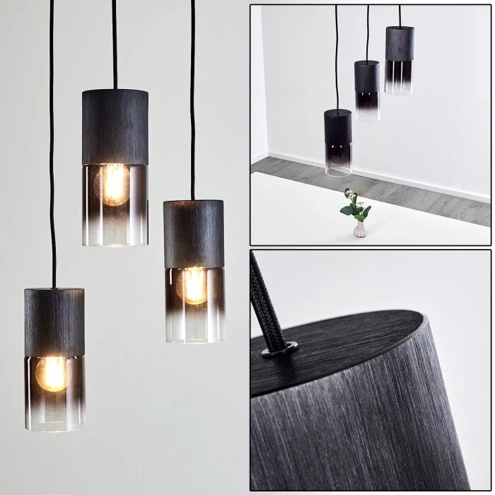 Kuparuk Lámpara Colgante Negro, 3 luces