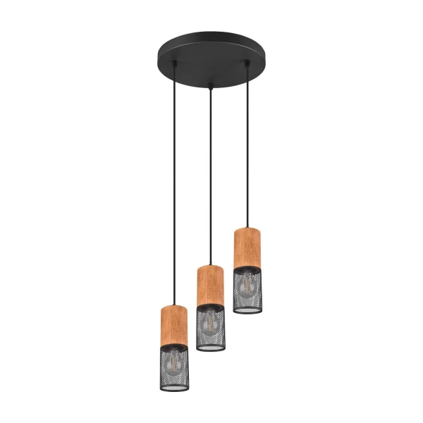 LÁMPARA 3 LUCES METAL NEGRO E27 MILLER
