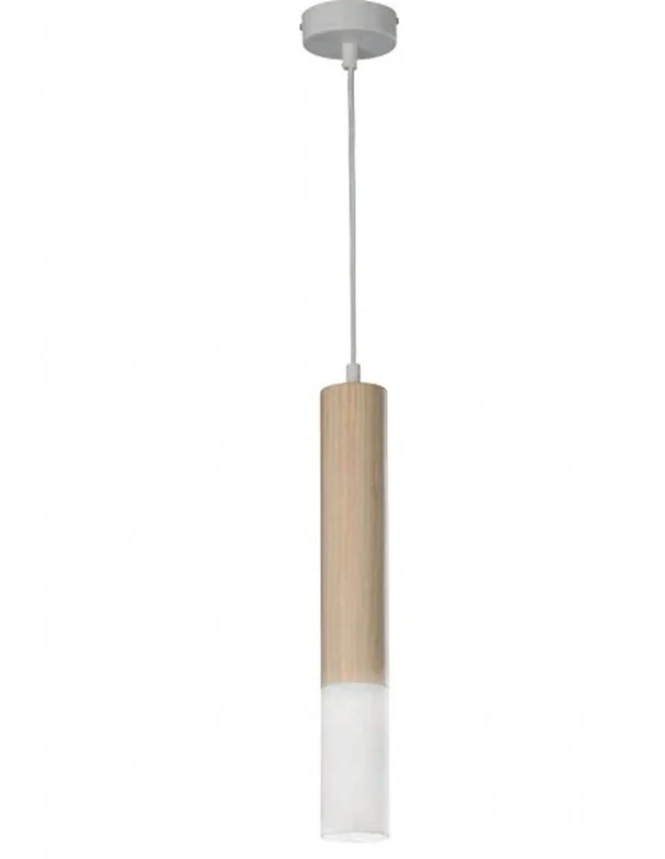 Lámpara Cilindro Blanca Madera