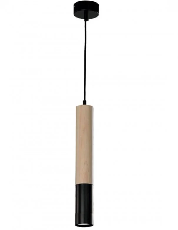 Lámpara Cilindro Negro Madera