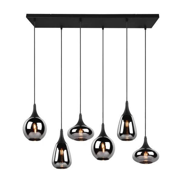 LÁMPARA COLGANTE 6 LUCES COLOR ACERO CROMADO E14 LESLIE