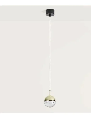 Lámpara colgante Dora - Aromas - Lámpara bola elegante 10 cm, dorado y cristal óptico