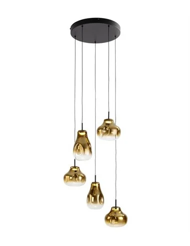 Lámpara colgante Aledis - Schuller - Lámpara de 5 luces de cristal soplado