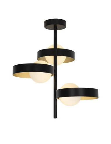 Lámpara colgante Arianna - AJP - Lámpara de techo retro, 3 luces, acabado negro