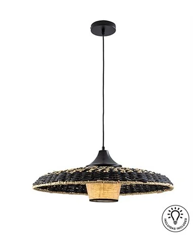 Lámpara colgante Fiji - Schuller - Lámpara sombrero de techo, metal y cuerda