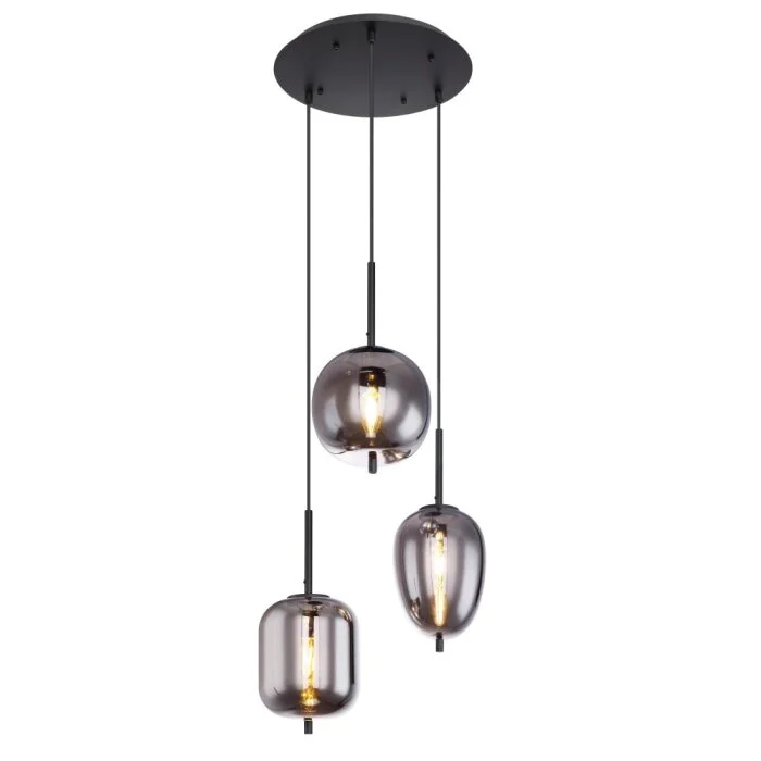 Lámpara Colgante Globo BLACKY Negro, 3 luces