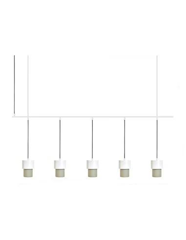 Lámpara colgante Kan – Luxcambra – Diseño horizontal, 5 luces, pantalla cotonet sand