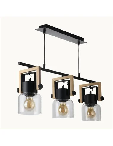 Lámpara colgante lineal Nordica - IDP Lampshades - Lámpara 3 luces de diseño industrial con calidez nórdica