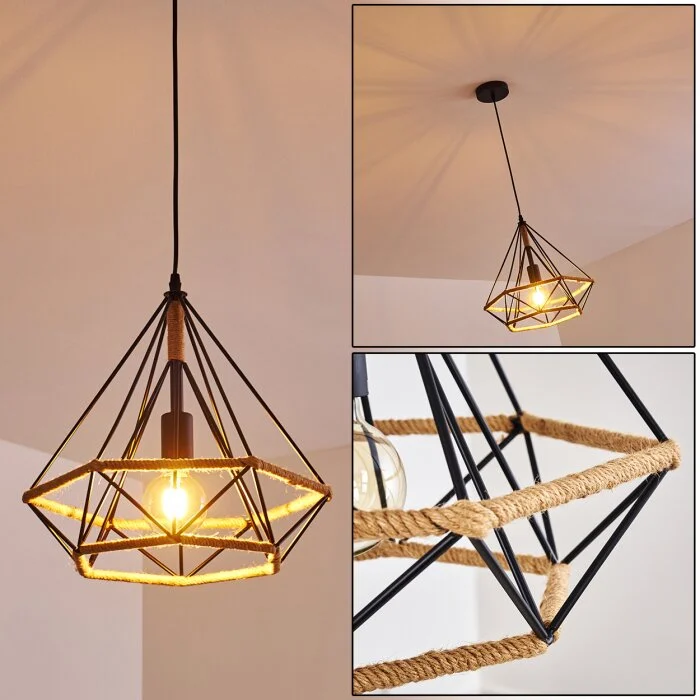 Lámpara Colgante Riekje Negro, 1 luz