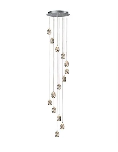 Lámpara colgante Rocío - Schuller - Lámpara LED XL, color plateado, idónea para hueco de escalera