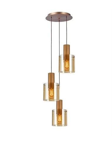Lámpara colgante Venize - Schuller - 3 pantallas de cristal ámbar