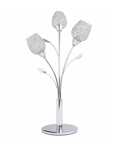 Lámpara de mesa Adriana - IDP Lampshades - Diseño elegante de flores, estilo neoclásico, color plateado