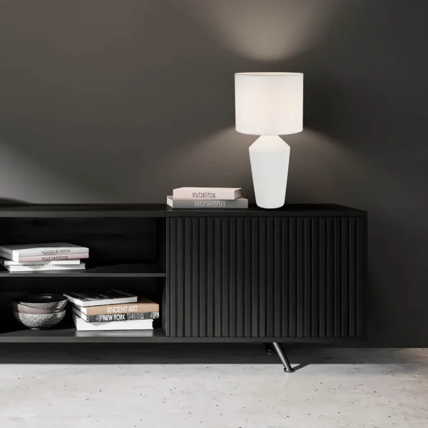 LÁMPARA DE MESA CERÁMICA BLANCA 52CM BASILEA