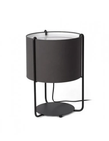 Lámpara de mesa Drum - Faro - Diseño moderno con pantalla gris oscura