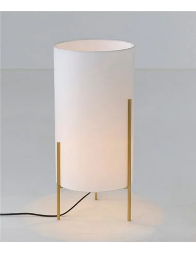 Lámpara de mesa Naos - ACB - Lámpara decorativa con pantalla cilíndrica textil blanca