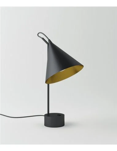 Lámpara de mesa Rubi – Robin – Diseño moderno negro y dorado