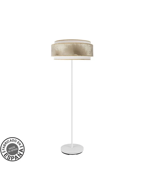 Lámpara de Pie Blanco Pantalla Blanca Oro