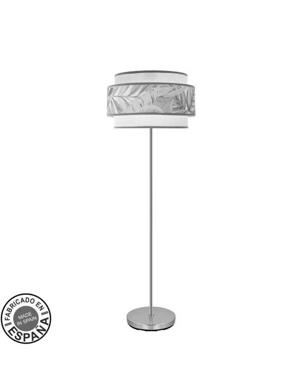 Lámpara de Pie Camerún Pantalla Blanca Gris