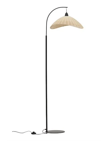 Lámpara de pie Kasteli - IDP Lampshades - Lámpara arco de mimbre natural