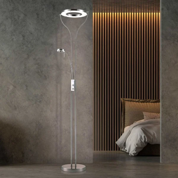 LÁMPARA DE PIE LED CAROUSEL 21W + 5W CROMO