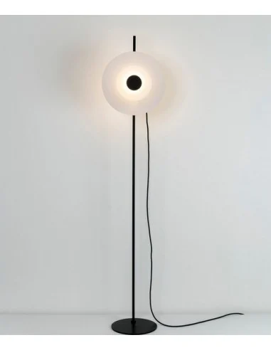 Lámpara de pie Halos - Milan - Lámpara decorativa LED, pantalla de vidrio, estructura negra