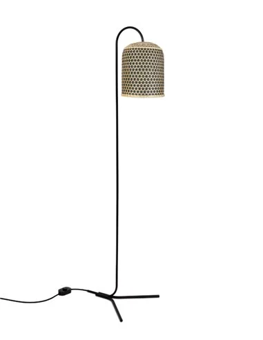 Lámpara de pie Pikul - PET Lamp - Diseño arco con pantalla de fibra natural