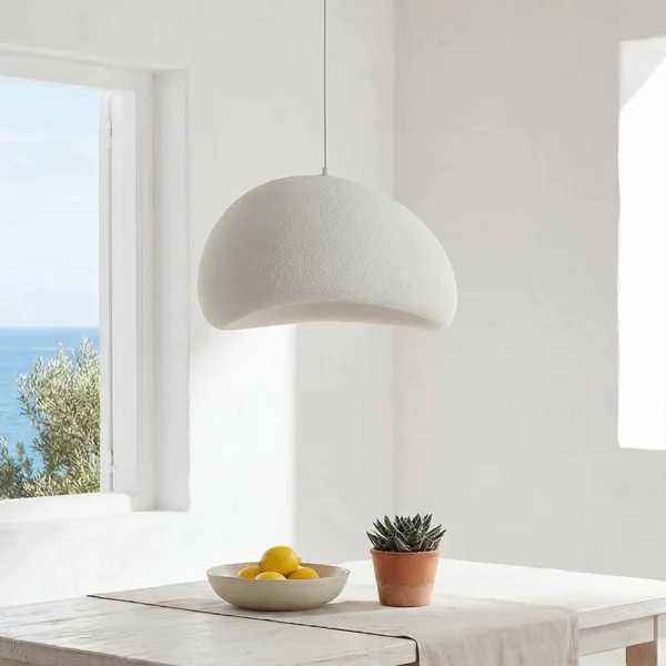 LÁMPARA DE TECHO 1 LUZ E27 50CM BLANCA ESTILO PIEDRA VANIA