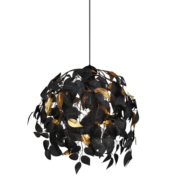 LÁMPARA DE TECHO 1 LUZ Ø 38CM HOJAS NEGRAS