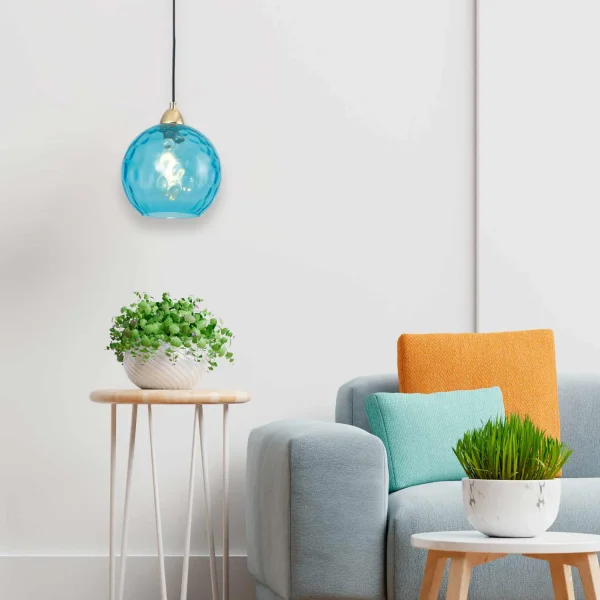 LÁMPARA DE TECHO 1 LUZ TULIPA AZUL NERIUM