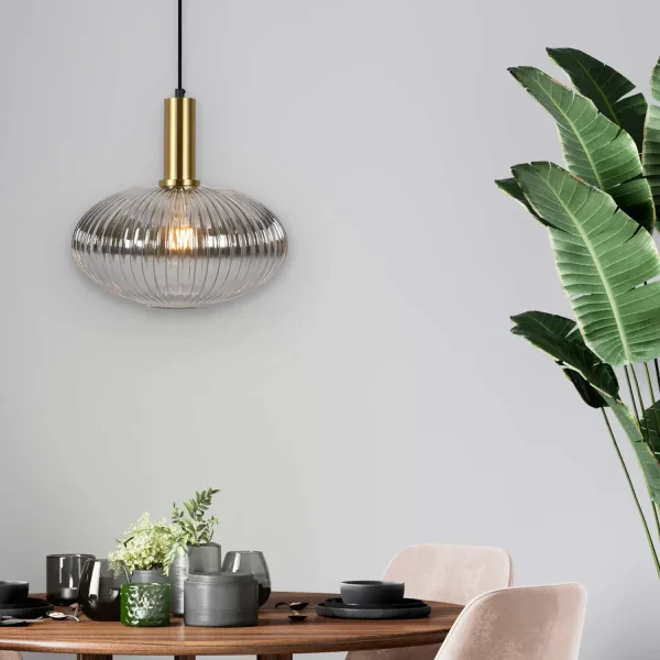LÁMPARA DE TECHO 1 LUZ TULIPA FUMÉ ESPEJADO Ø30 E27 SHELBY