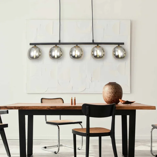 LÁMPARA DE TECHO 5 LUCES HIERRO PAVÓN/NEGRO NICOLETTA