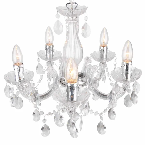 LÁMPARA DE TECHO 5 LUCES NICOLA TRANSPARENTE
