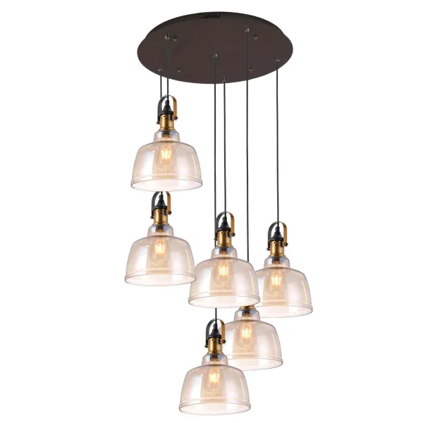 LÁMPARA DE TECHO 6 LUCES FEBRUARY CRISTAL CHAMPAGNE E27