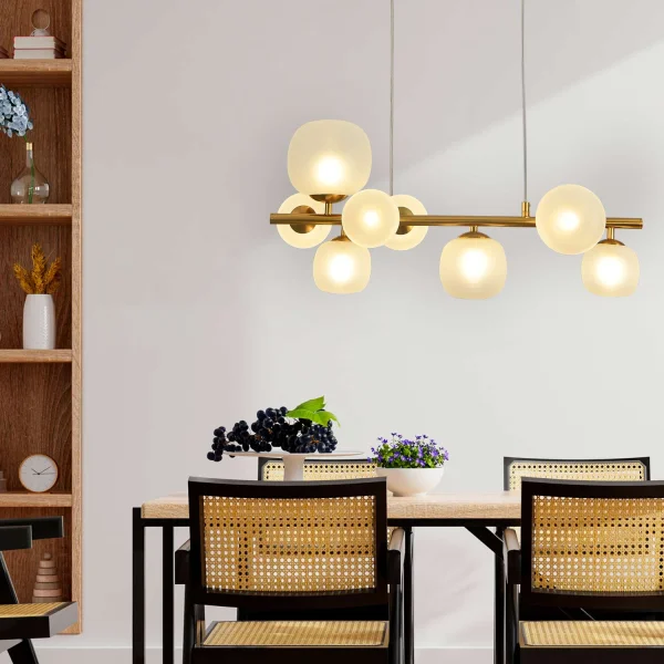 LÁMPARA DE TECHO 8 LUCES TULIPAS BLANCO OPAL NICOLETTA