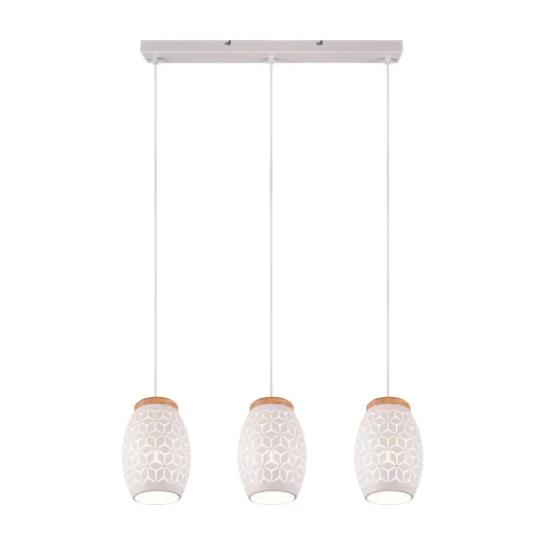 LÁMPARA DE TECHO COLGANTE 3 LUCES METAL BLANCO E27 BIRKITA