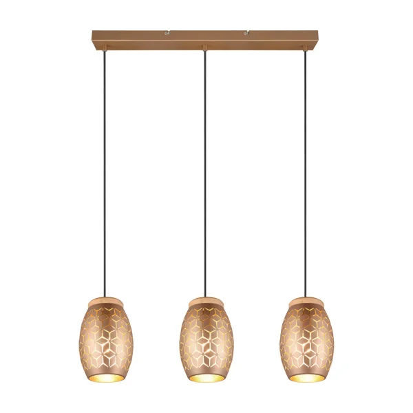 LÁMPARA DE TECHO COLGANTE 3 LUCES METAL COFFEE E27 BIRKITA