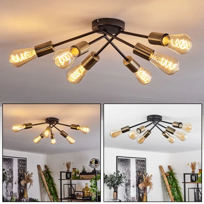 Lámpara de Techo Vestjelland Latón, Negro, 6 luces