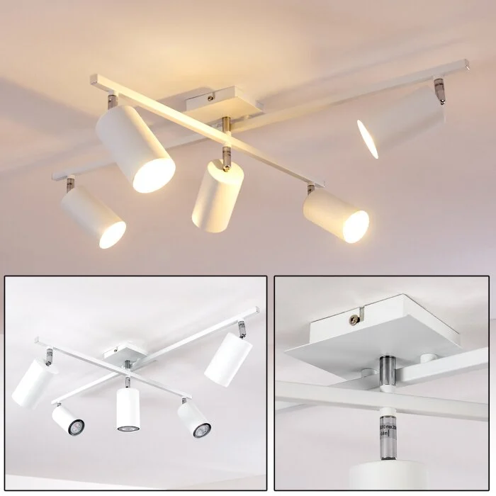 Lámpara de Techo Zuoz Cromo, Blanca, 5 luces