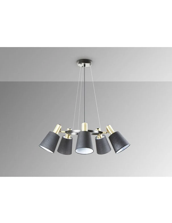 Lámpara Gisela 5 Luces Negro Latón Schuller