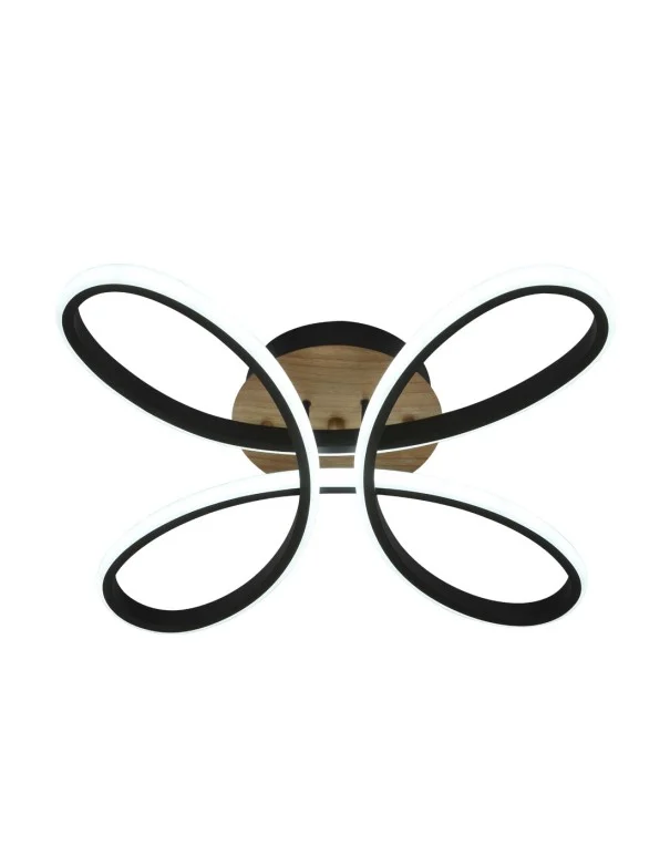 Lámpara Plafón 104w Negro Madera
