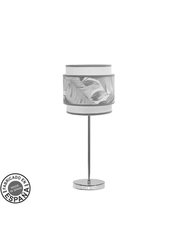 Lámpara Sobremesa Cromo Pantalla Blanca gris
