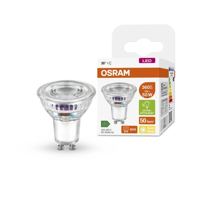 Lámparas Osram GU10 2 Watt blanco cálido 360 Lumen