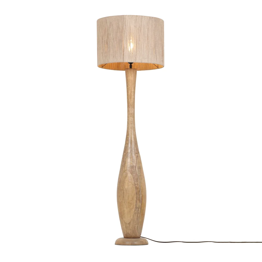 Lámpara de pie Madera clara TOBA 1 E27 | Trio Lighting