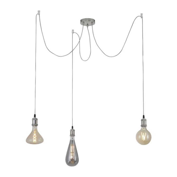 Leuchten Direkt DIY Lámpara Colgante Color acero inoxidable, 3 luces