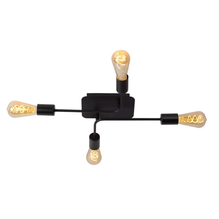 Lucide LESTER Lámpara de Techo Negro, 4 luces