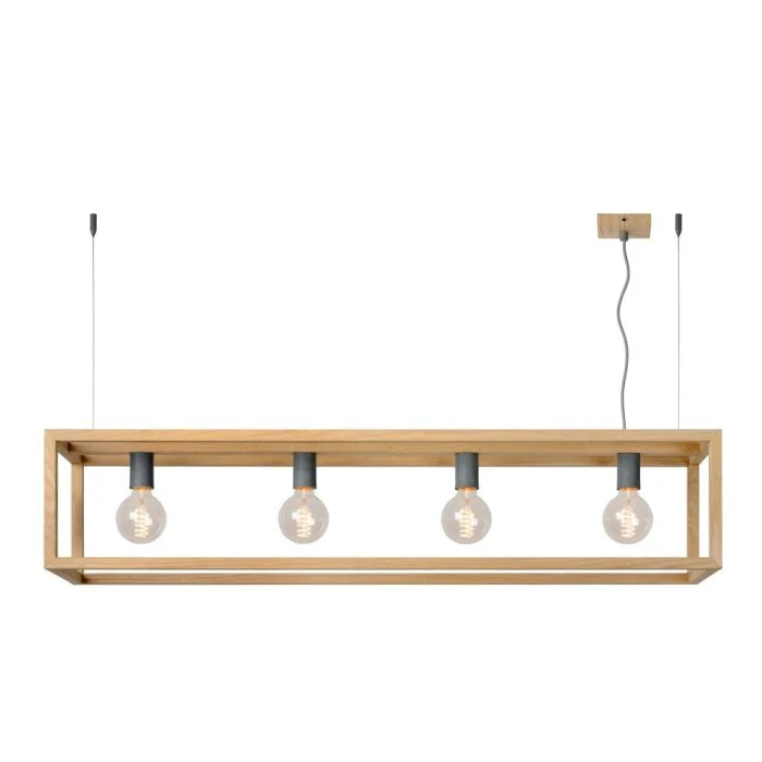 Lucide ORIS Lámpara suspendida Madera oscura, 4 luces