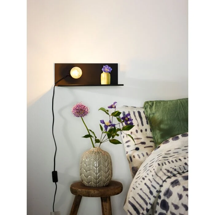 Lucide SEBO Aplique Negro, 1 luz