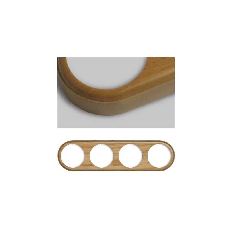 Marco cuádruple de madera clara redondo modular