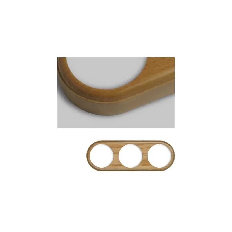 Marco triple de madera clara redondo modular